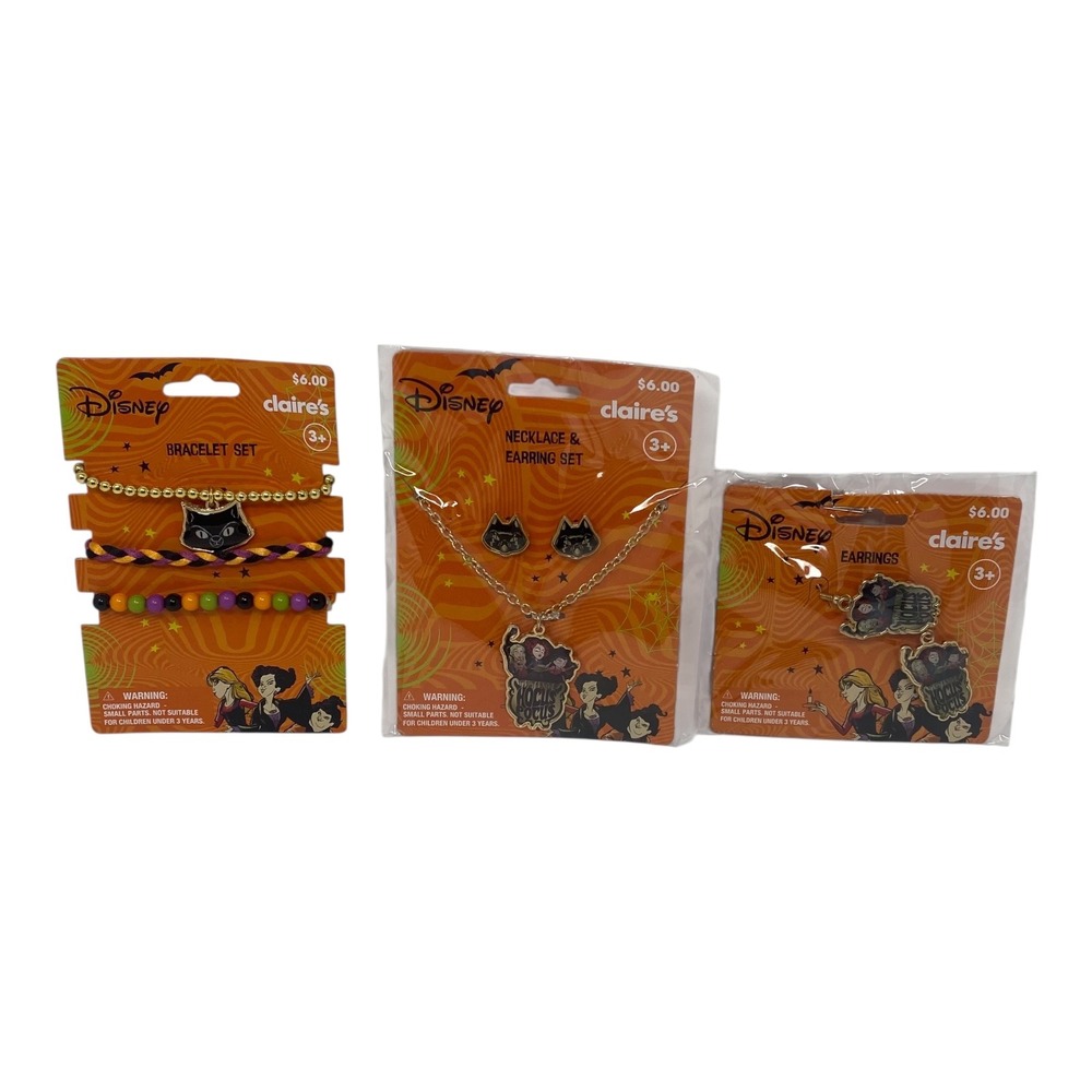 Disney Hocus Pocus Claire's Jewelry Set Necklace Earrings Bracelet Halloween